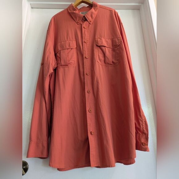 Duluth Trading Coolplus Long Sleeve Vented Fishing Shirt Orange UPF-2XLT - Picture 2 of 6